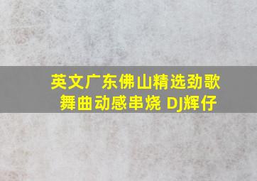 英文广东佛山精选劲歌舞曲动感串烧 DJ辉仔